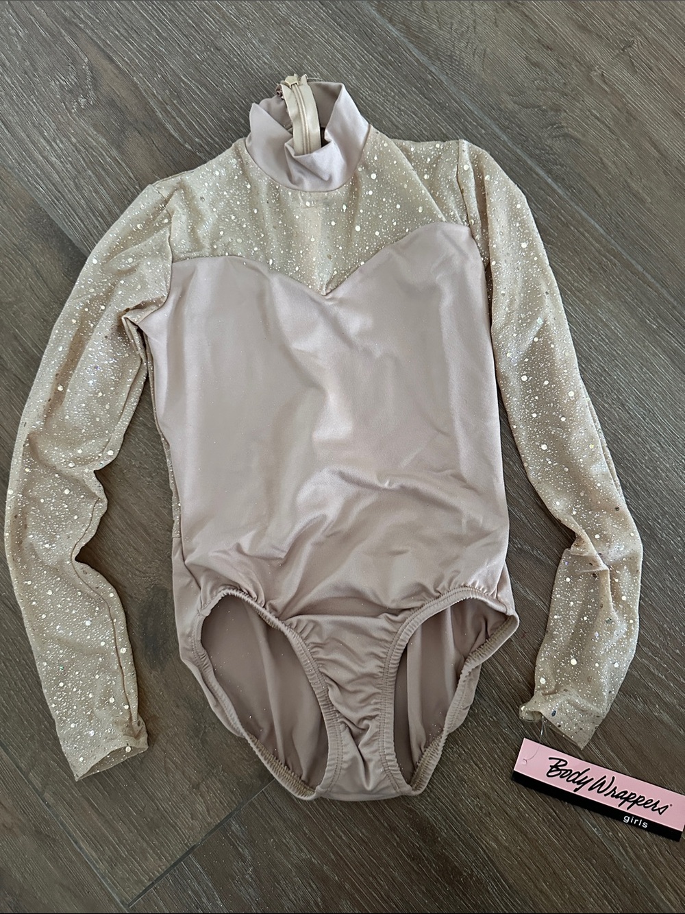 Body Wrappers Girls Nude Sparkle Long Sleeve Dance Leotard
